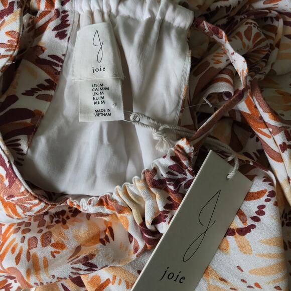 Joie Dress Medium Brown Floral Halter‎ Maxi Pleated Slit Neutral Sundress Resort - Picture 12 of 13